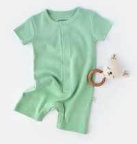 Salopeta cu pantaloni scurti - 100% bumbac organic - Mint, BabyCosy - 1