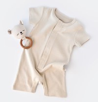 Salopeta cu pantaloni scurti - 100% bumbac organic - Stone, BabyCosy - 1