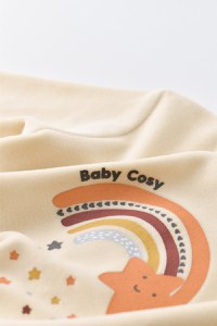 Salopeta Curcubeu cu maneca lunga si botosei din 80%bumbac organic si 20% poliester - Crem, BabyCosy - 6