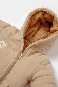 Salopeta de iarna pentru bebelusi, Winter muselin, 100% bumbac - Apricot, BabyCosy - 4