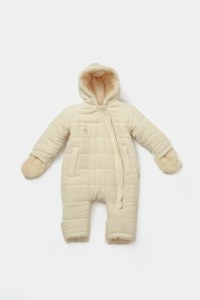 Salopeta de iarna pentru bebelusi, Winter muselin, 100% bumbac - Stone, BabyCosy - 1