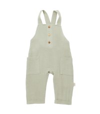 Salopeta de vara cu buzunare din muselina, BabyCosy, 100% bumbac organic, verde - 1