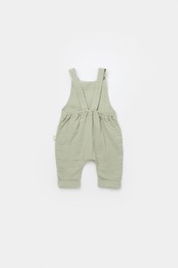 Salopeta de vara cu pantaloni lungi din muselina, BabyCosy, 100% bumbac organic, verde - 3