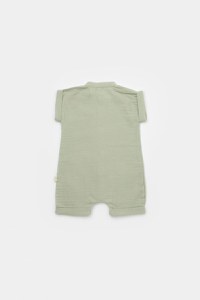 Salopeta de vara din muselina, BabyCosy, 100% bumbac organic, verde - 3