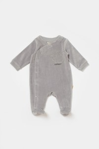 Salopeta Elefant cu maneca lunga si botosei din 80%bumbac organic si 20% poliester - Gri, BabyCosy - 2