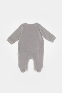 Salopeta Elefant cu maneca lunga si botosei din 80%bumbac organic si 20% poliester - Gri, BabyCosy - 3