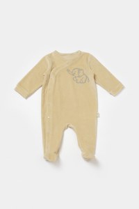 Salopeta Elefant cu maneca lunga si botosei din 80%bumbac organic si 20% poliester - Stone, BabyCosy - 3