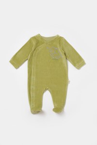 Salopeta Elefant cu maneca lunga si botosei din 80%bumbac organic si 20% poliester - Verde, BabyCosy - 2