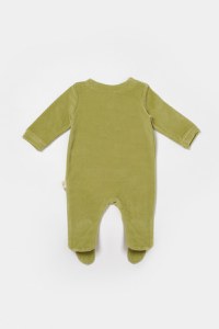 Salopeta Elefant cu maneca lunga si botosei din 80%bumbac organic si 20% poliester - Verde, BabyCosy - 3