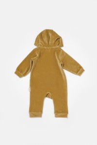 Salopeta Elefant cu maneca lunga si gluga din 80%bumbac organic si 20% poliester - Mustar, BabyCosy - 3