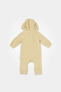 Salopeta Elefant cu maneca lunga si gluga din 80%bumbac organic si 20% poliester - Stone, BabyCosy - 3