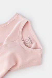 Salopeta fara maneci si pantaloni scurti - 100% bumbac organic - Roz, BabyCosy - 3