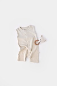 Salopeta fara maneci si pantaloni scurti - 100% bumbac organic - Stone, BabyCosy - 1