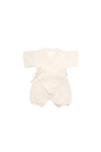 Salopeta petrecuta din muselina, BabyCosy, 100% bumbac organic, Ecru - 8