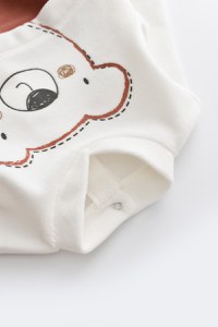 Salopeta Ursulet cu maneca lunga si botosei din 80%bumbac organic si 20% poliester - Caramiziu, BabyCosy - 2