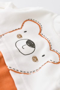 Salopeta Ursulet cu maneca lunga si botosei din 80%bumbac organic si 20% poliester - Portocaliu, BabyCosy - 3