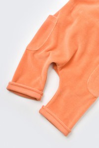 Salopeta Velvet cu bretele din 80%bumbac organic si 20% poliester - Portocaliu, BabyCosy - 4