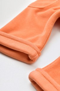 Salopeta Velvet cu bretele din 80%bumbac organic si 20% poliester - Portocaliu, BabyCosy - 5