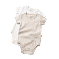 Set 2 body-uri bebe unisex -100% bumbac organic - Crem cu buline, BabyCosy - 1