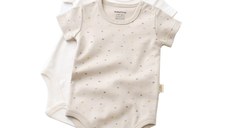 Set 2 body-uri bebe unisex -100% bumbac organic - Crem cu buline, BabyCosy