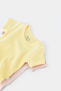 Set 2 body-uri bebe unisex -100% bumbac organic - Galben/Roz, BabyCosy - 4