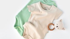 Set 2 body-uri bebe unisex -100% bumbac organic - Mint/Stone, BabyCosy