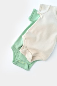 Set 2 body-uri bebe unisex -100% bumbac organic - Mint/Stone, BabyCosy - 4