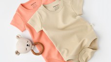 Set 2 body-uri bebe unisex -100% bumbac organic - Roz/Crem, BabyCosy