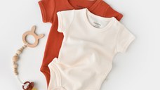 Set 2 body-uri bebe unisex -100% bumbac organic - Scortisoara/Ecru, BabyCosy