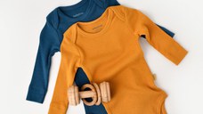 Set 2 body-uri cu maneca lunga bebe unisex din bumbac organic si modal - Bleumarin/Sofran, BabyCosy