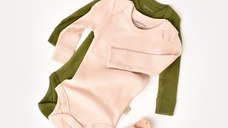 Set 2 body-uri cu maneca lunga bebe unisex din bumbac organic si modal - Verde/Blush, BabyCosy