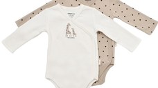 Set 2 body-uri cu maneca lunga petrecute, Girafa, BabyCosy, 100% bumbac organic