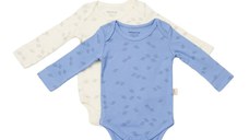 Set 2 body-uri cu maneca lunga Printed, BabyCosy, 50% modal+50% bumbac, Ecru/Lavanda