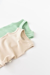 Set 2 body-uri fara maneci bebe unisex -100% bumbac organic - Mint/Stone, BabyCosy - 2