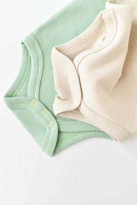 Set 2 body-uri fara maneci bebe unisex -100% bumbac organic - Mint/Stone, BabyCosy - 5