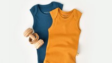 Set 2 body-uri fara maneci bebe unisex din bumbac organic si modal - Bleumarin/Sofran, BabyCosy