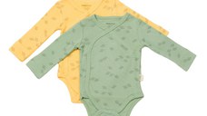 Set 2 body-uri petrecute Printed, BabyCosy, 50% modal+50% bumbac, Lamaie/Verde