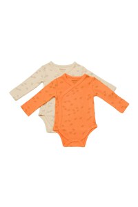 Set 2 body-uri petrecute Printed, BabyCosy, 50% modal+50% bumbac, Stone/Apricot - 1