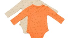 Set 2 body-uri petrecute Printed, BabyCosy, 50% modal+50% bumbac, Stone/Apricot