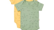 Set 2 body-uri Printed, BabyCosy, 50% modal+50% bumbac, Lamaie/Verde