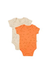 Set 2 body-uri Printed, BabyCosy, 50% modal+50% bumbac, Stone/Apricot - 1