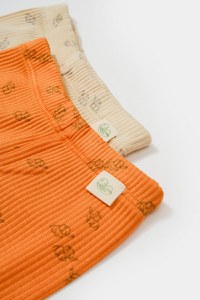 Set 2 pantalonasi cu botosei Printed, BabyCosy, 50% modal+50% bumbac, Stone/Apricot - 3