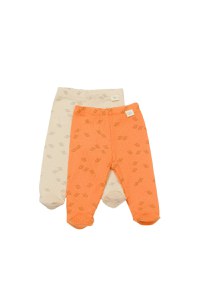 Set 2 pantalonasi cu botosei Printed, BabyCosy, 50% modal+50% bumbac, Stone/Apricot - 1