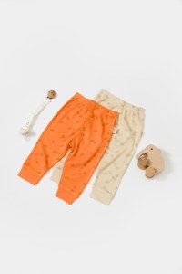 Set 2 pantalonasi Printed, BabyCosy, 50% modal+50% bumbac, Stone/Apricot - 1