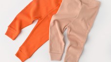 Set 2 pantaloni bebe unisex din bumbac organic si modal - Rodie/Piersica, BabyCosy