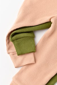 Set 2 pantaloni bebe unisex din bumbac organic si modal - Verde/Blush, BabyCosy - 2