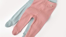 Set 2 pantaloni cu botosei bebe unisex din bumbac organic si modal - Mint/Rose, BabyCosy