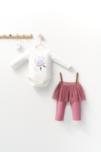 Set 2 piese cu body si pantalonasi cu tulle pentru fetite Monster, Tongs baby - 3