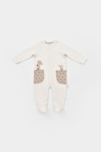 Set 2 salopete cu buzunare Girafa, BabyCosy, 100% bumbac organic - 5