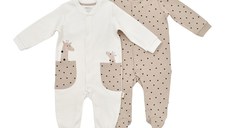 Set 2 salopete cu buzunare Girafa, BabyCosy, 100% bumbac organic